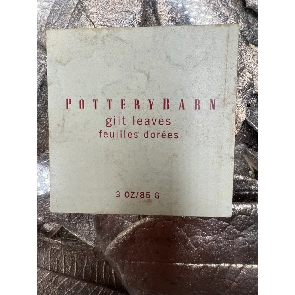 Pottery Barn Gilt Leaves Potpourri Lot of 2 Boxes Gold Metallic Fall Decor